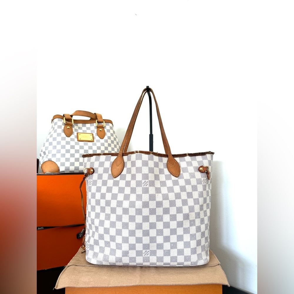 Authentic Louis Vuitton Neverfull Damier Azur Tote Bag Made in France SA0121 - Picture 3 of 16